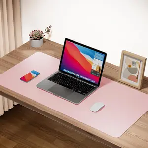 Leather Desk Pad Protector,Non-Slip Mouse Pad,Laptop Desk Pad,Office Mouse Mat,Waterproof Leather Desk Blotter,Desk Writing Pad for Office and Home (S-Light Pink,24"x 14")