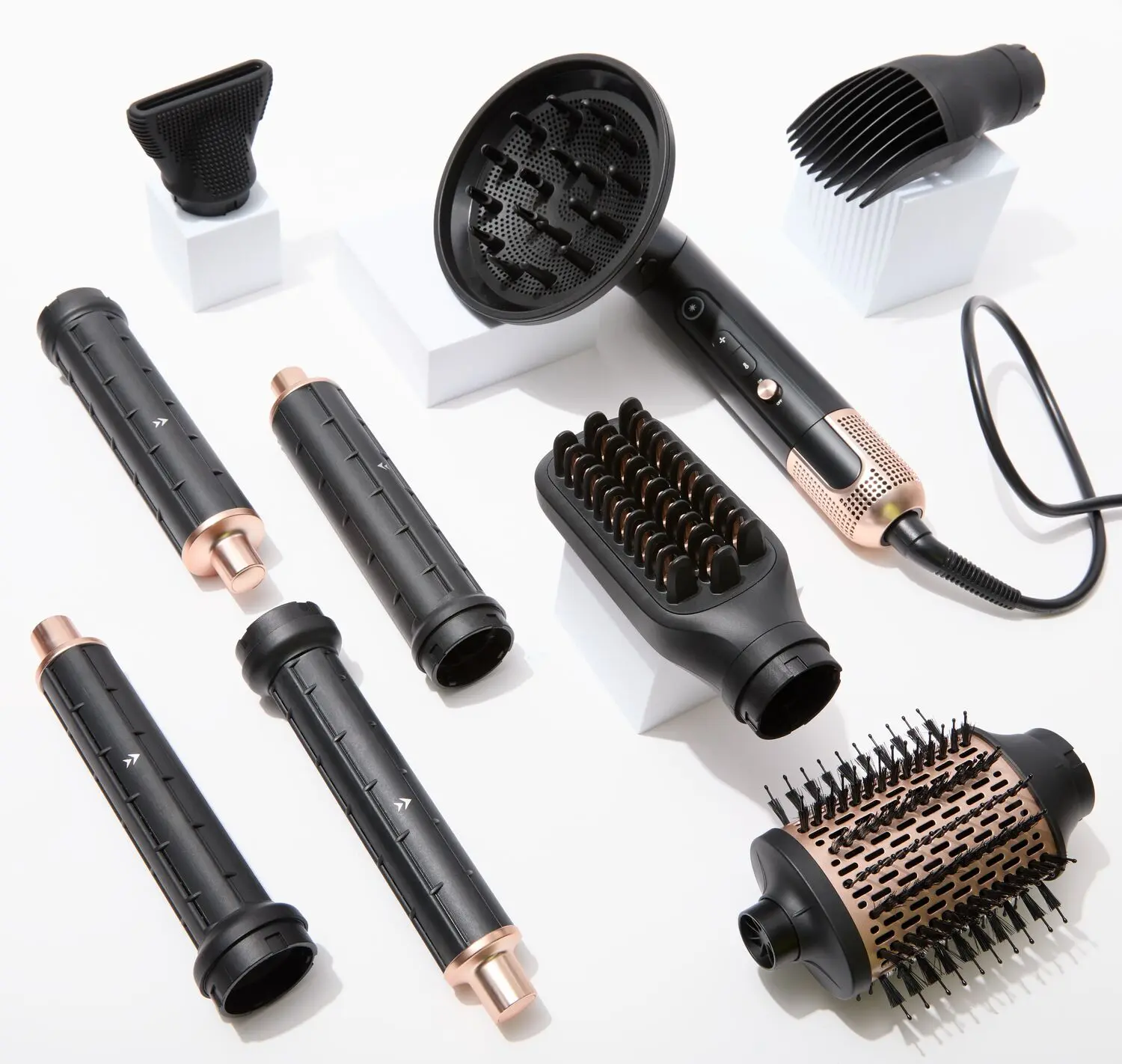 ion Luxe 8In1 Airstyler Pro Interchangeable Hair Dryer & Curler, Ionic MultiStyler for Drying, Curling, Smoothing & Volume, All Hair Types, 8 Attachments