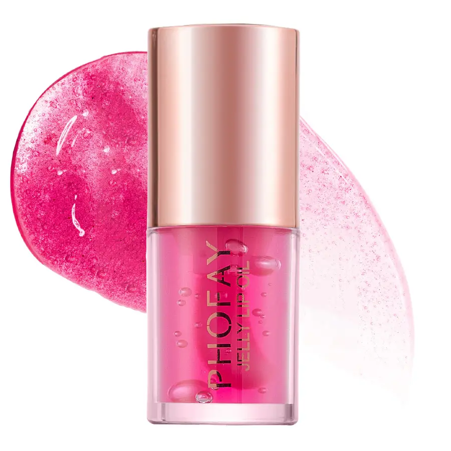 PHOFAY Lightweight Daily Lip Care Oil - Smooth Moisturizer Treatment with Jumbo Applicator, Nourishing Glossy Hydrate, Non-Sticky High Shine Beauty Products for Jelly Lips Make Up, Cosmetic, Glossy Lips
