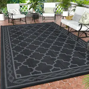 Waterproof Outdoor Rug Plastic Straw Terrace Rug Double-sided Reversible Eco-Friendly Durable Easy to Clean Carry for RV Beach Balcony Deck Garden Picnic
