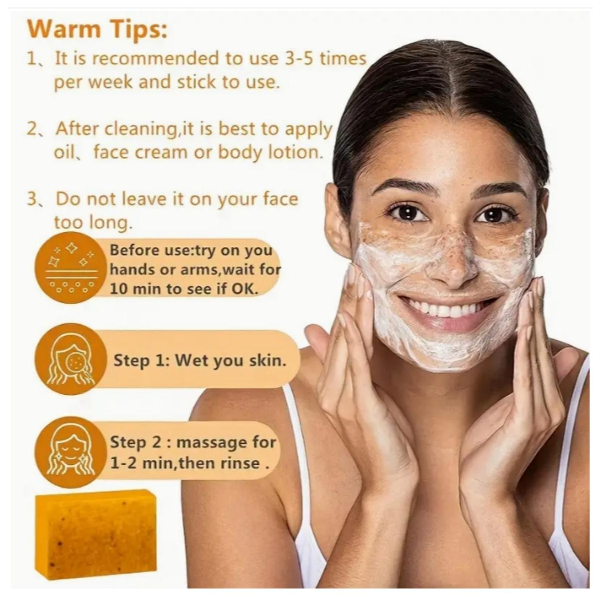 Lemon Turmeric Soap Bar, Moisturizing Soap For Face & Body, soap for Daily Cleansing and Exfoliating, Hydrating for All Skin Types