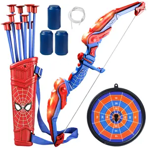 Kids Light Up Archery Set Spider Theme with 10 Suction Arrows and Target Cans
