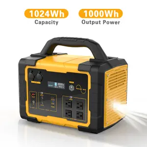 Solar Generator 1000W Portable Power Station, 1024Wh Lithium Battery, 120V/1000W 4 AC Outlet, Quiet Generators for Home, RV, Outdoor, Camping and Emergencies Use(200W/400W Solar Panel Optional)