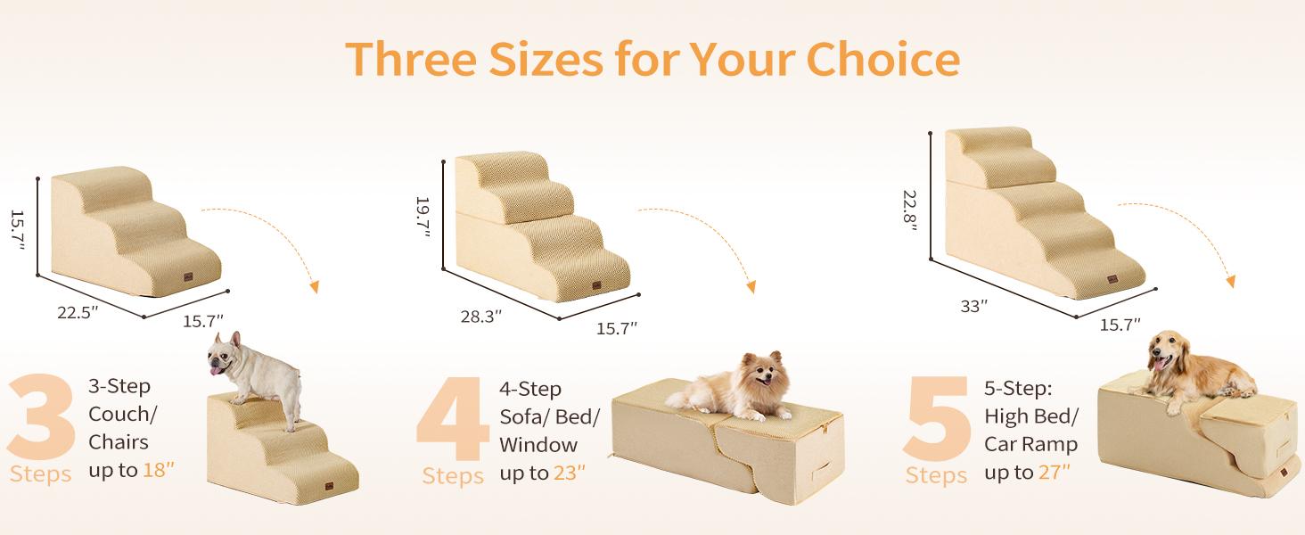 Made4Pets Dog Stairs and Ramp for Bed 3-5 Step Non-Slip for Small Dogs Up to 35lbs Design for Dogs and Cats Indoorfun Home Safe Climbing Boost Physical Activity
