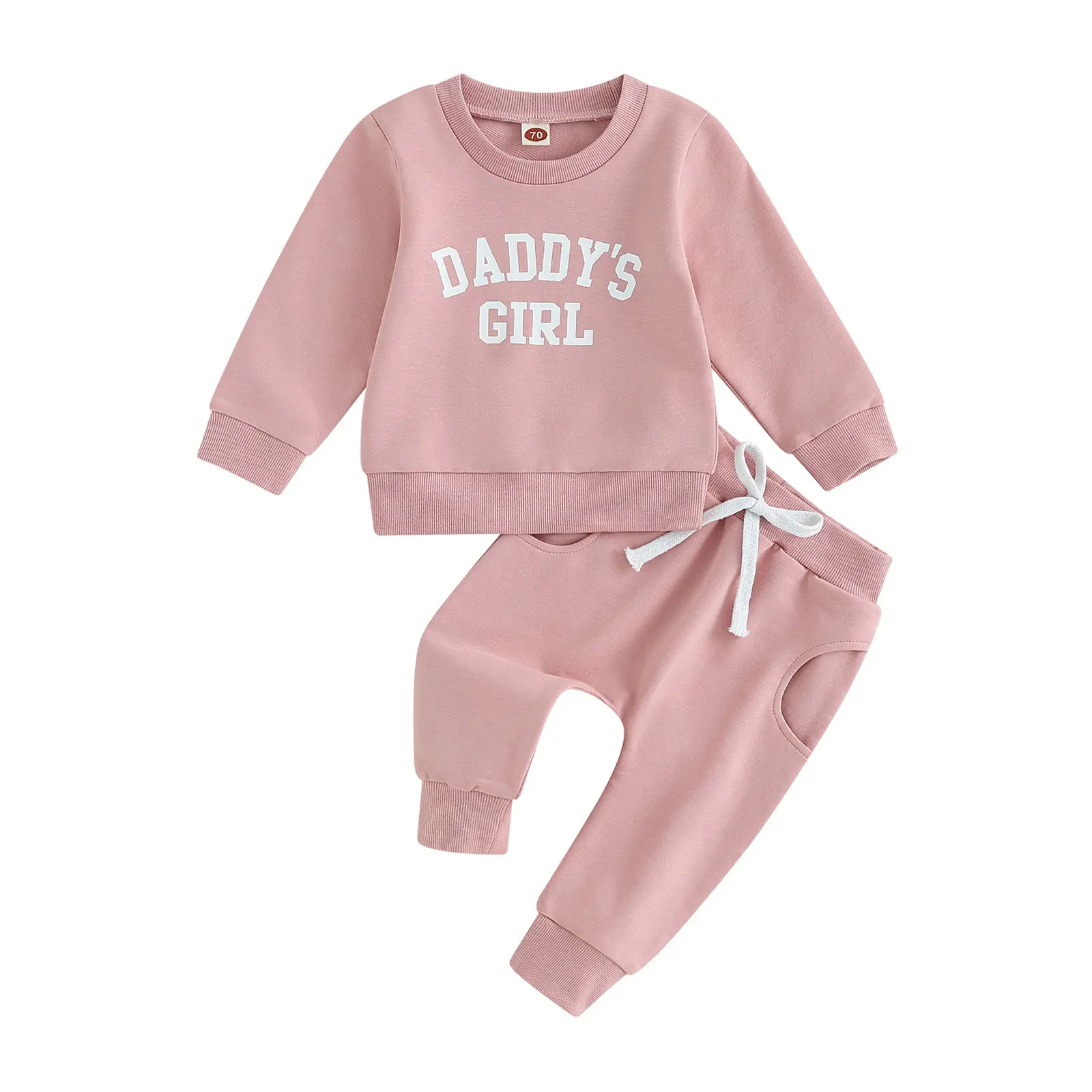 Toddler Baby Girl Two Piece Outfits Daddys Girl Long Sleeve Pullover Sweatshirt Tops Stretch Jogger Pants Infant Fall Winter Warm Sweatsuit