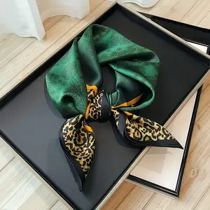 Retro Coffee-Tone Pattern Silk Scarf – Old Money Style Neck Accessory/Tie, New Arrival Square Scarf for Shirt Outfits and Commuting Decor