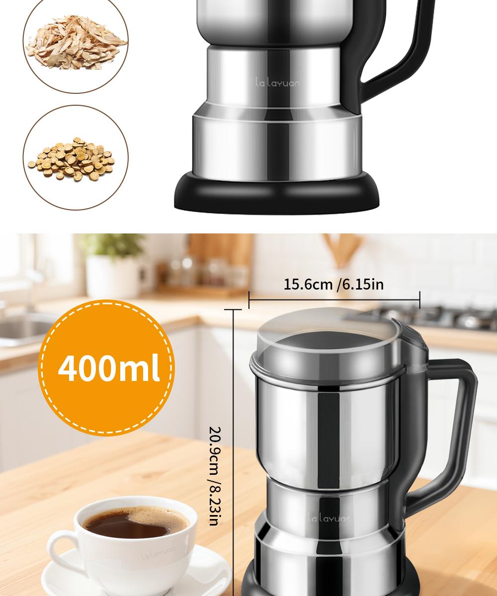 Electric Coffee Grinder Multifunctional Coffee Bean SpiceBeans Vanilla Stainless Steel Mixer 300W High PowerCrusher coffee grinder Electric Coffee Stainless SteelMeasuring Pitcher with Lid Espresso Distribution Tool withStand fast grind