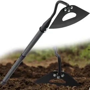 Hardened Hollow Hoe with Adjustable Handle -Heavy Duty Garden Hoes for Weeding Loosening Soil Digging Planting Ridging, Handy Hoe Garden Tool Home Portable