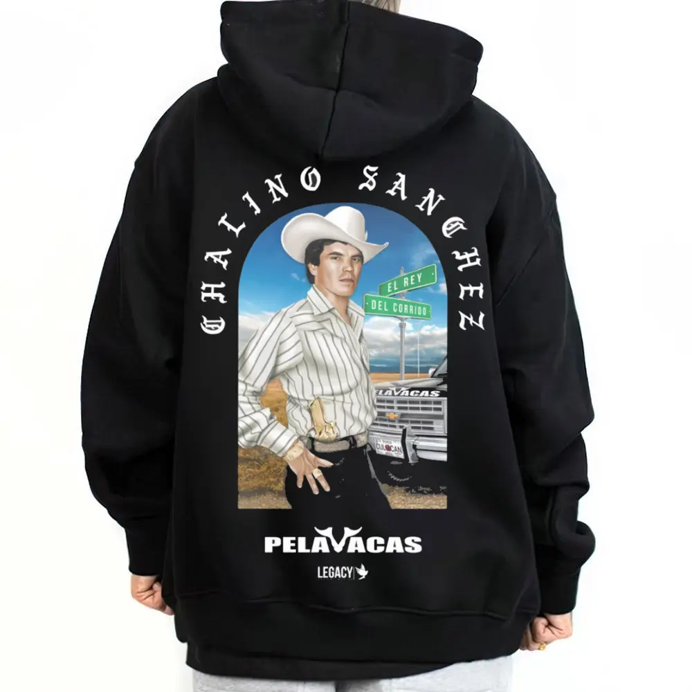 Unisex Chalino Sanchez 06 Loose Long Sleeve Graphic Hoodie - Basic Fabric, Chicano Style, Mexican Casual Fashion, True to Size Menswear Streetwear Top, T-Shirt