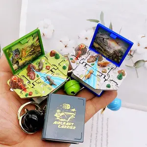 Creative 3D pop-up explosive book, fantasy world, magic book, keychain, castle, ship, dinosaur, space puzzle pendant