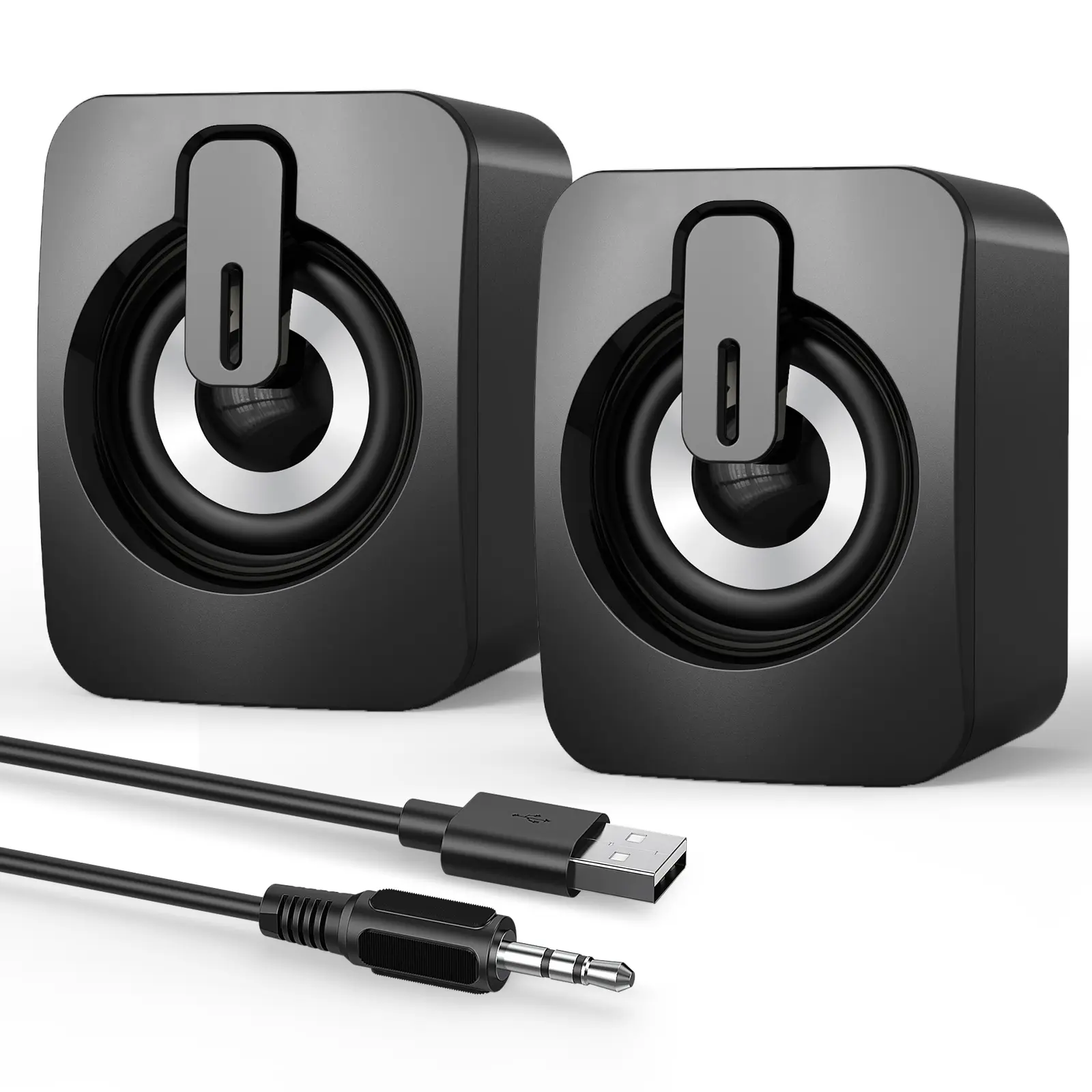 Heetipuk B-A2USB USB Computer/Laptop Speakers,Portable Mini Soundbar for Windows PCs, Desktop Computer with Stereo Sound & Enhanced Bass,7 Lighting Modes, 2 Bass-Boost Ports, 2 Speaker Units,Easy Volume Control,back to school,back to school haul