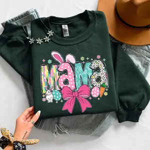 Easter Mama sweatshirt with Easter Day design, celebrating Mama style, soft coquette details, and a sweet festive Easter vibe.