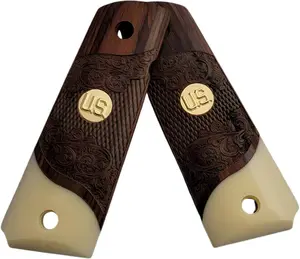 1911 Full Size Carved Rosewood Handles w/Acrylic Ivory Accent with Gold U.S.