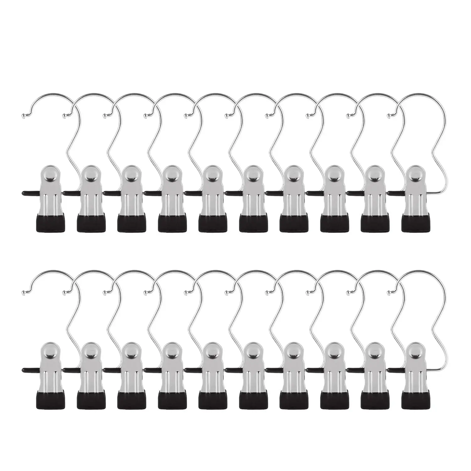 Stainless Steel Boot Hanger Clips, 20-Pack Heavy-Duty Home Organizer with Hook - Durable Closet Space-Saver for Pants, Socks, Towels, Hats, Boots, Laundry, Purse Hanging & Wardrobe Storage