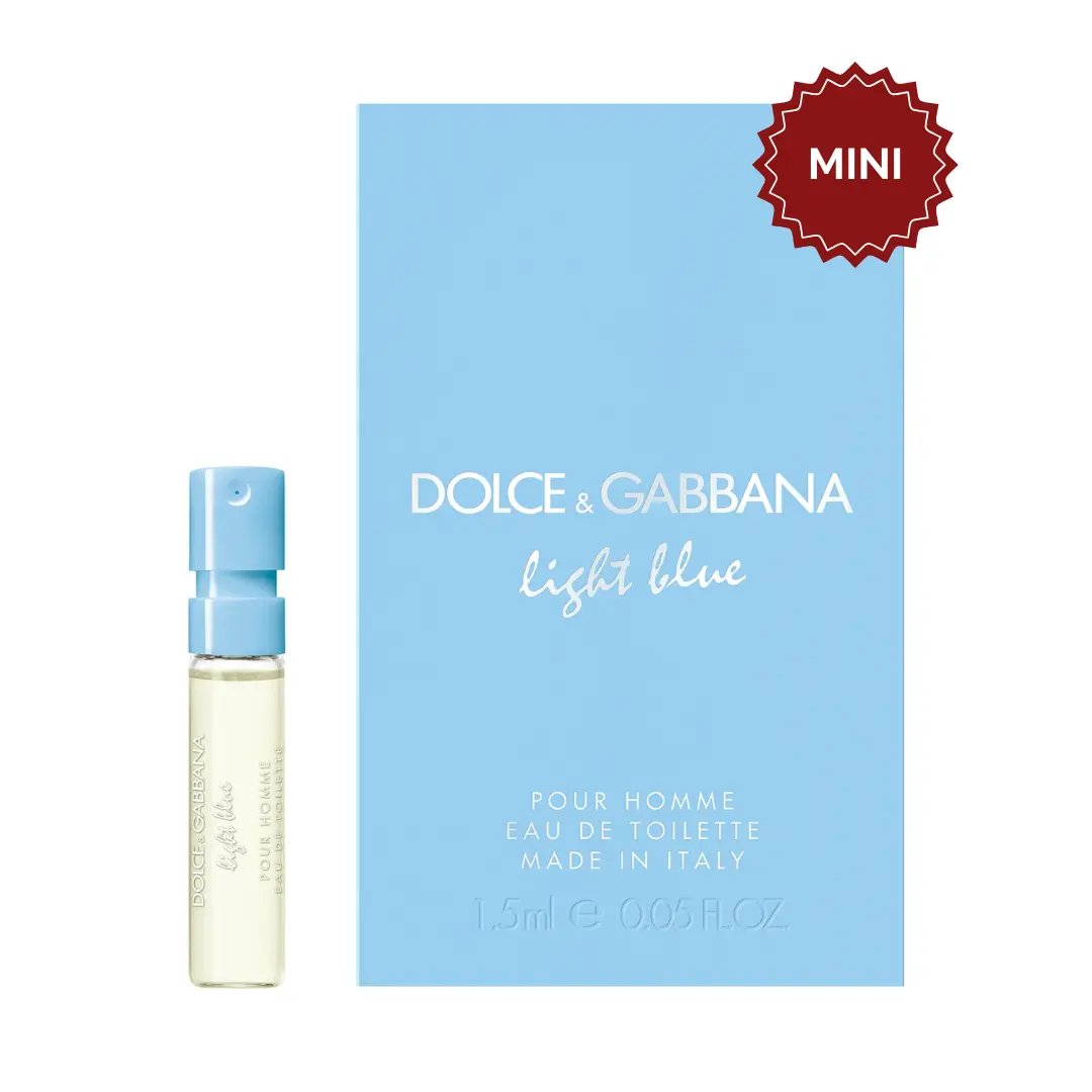 Men's Dolce & Gabbana Light Blue Pour Homme EDT Tester Vial - 1.5ml Designer Fragrances, Fresh Citrus Aquatic Scent, Naturally Derived for Everyday Wear