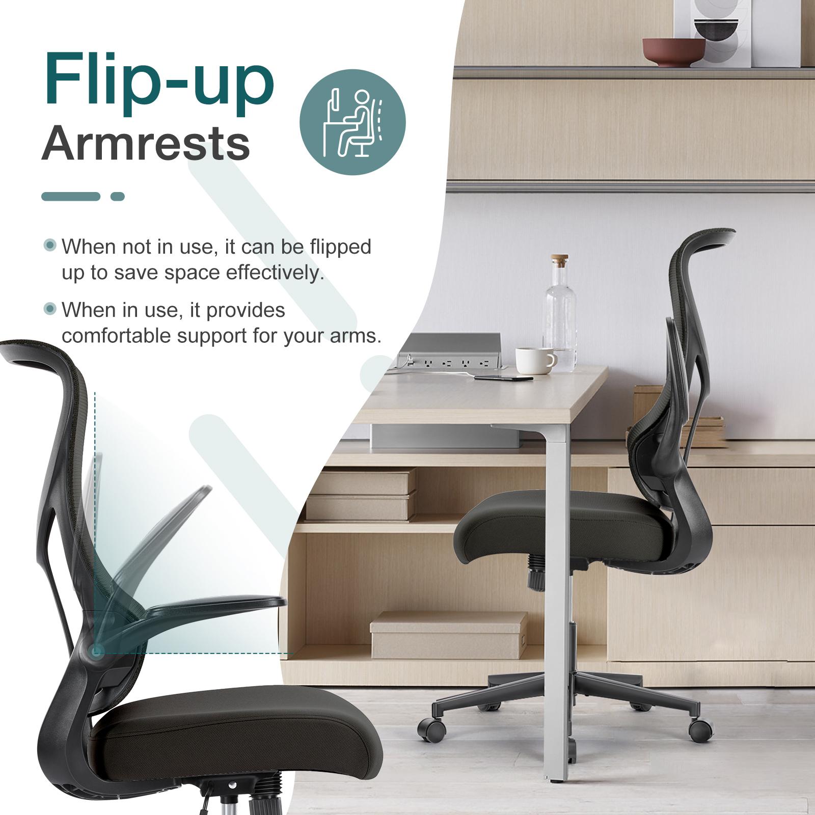 【Deal】Sweet Furniture Office Chair, Ergonomic Desk Chair Compute High Back Mesh Chair, Executive Home Office with Flip-up Armrests Adjustable
