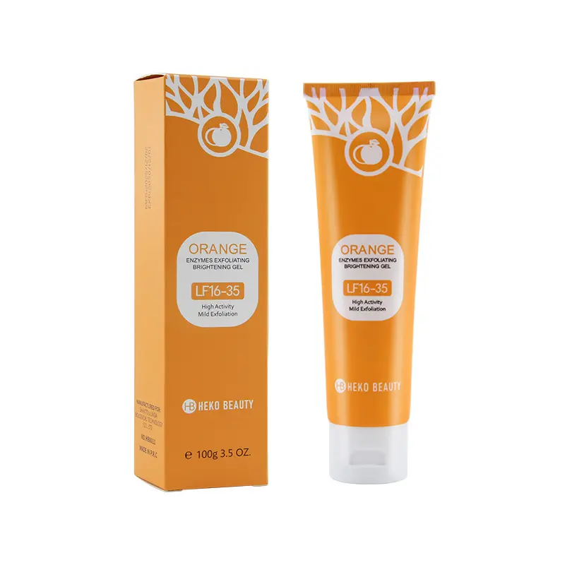 Orange Enzymes Exfoliating Brightening Gel - 50g Mild Gentle Facial Scrub, Deep Pore Cleanser, Dead Skin Remover, Daily Use, Non-Irritating, Delivers Soft Smooth Glowing Skin, Skincare Face Care Product, Cleansing