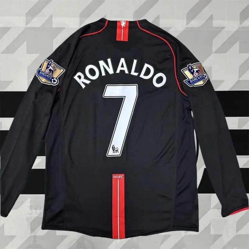 0708 Vintage Long Sleeve Soccer Jersey AwayCR 7 Champions League Edition