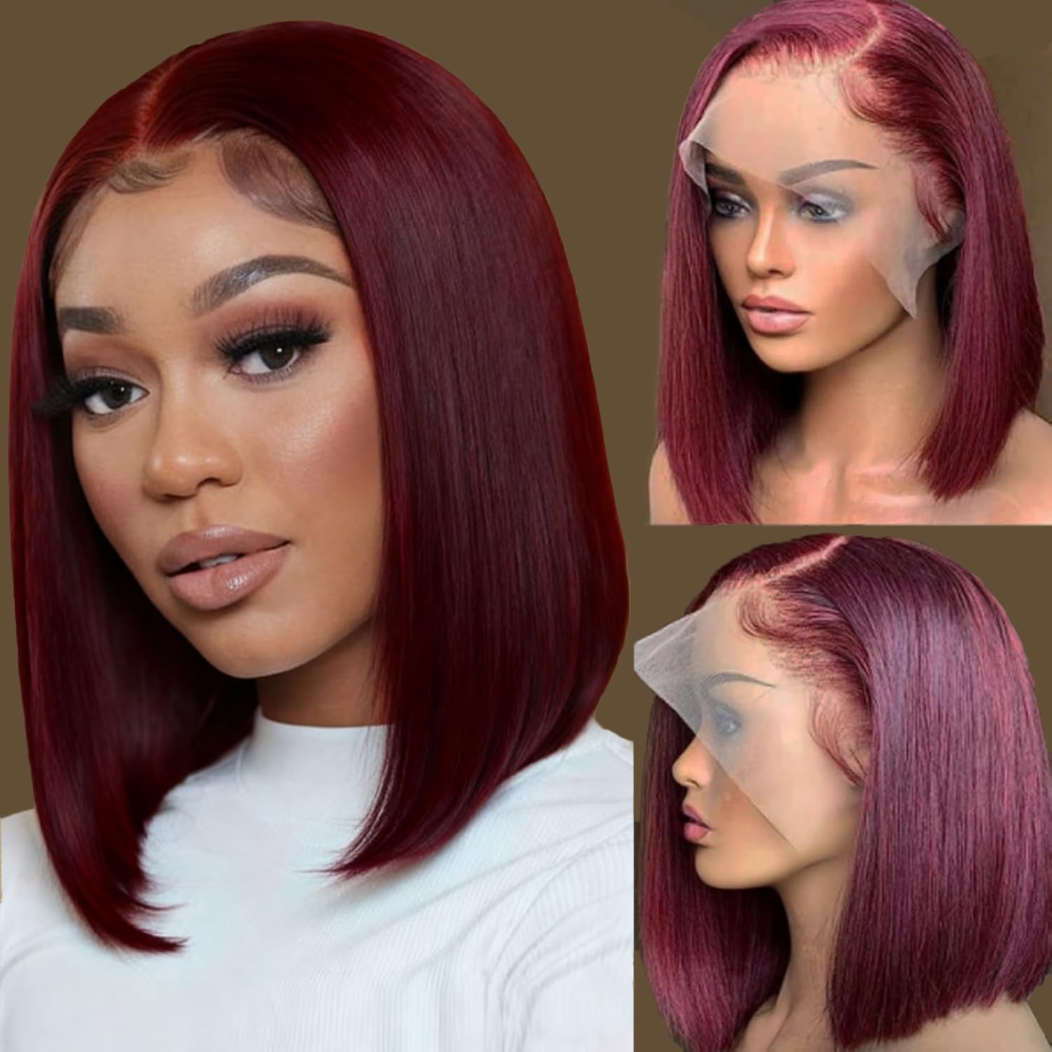Bob Wig Human Hair 13x4 Frontal Lace Wig 180% Density Short Straight HD Lace Front Bob Wigs for Women Human Hair Glueless Pre Plucked Hairline with Baby Hair 12 Inch