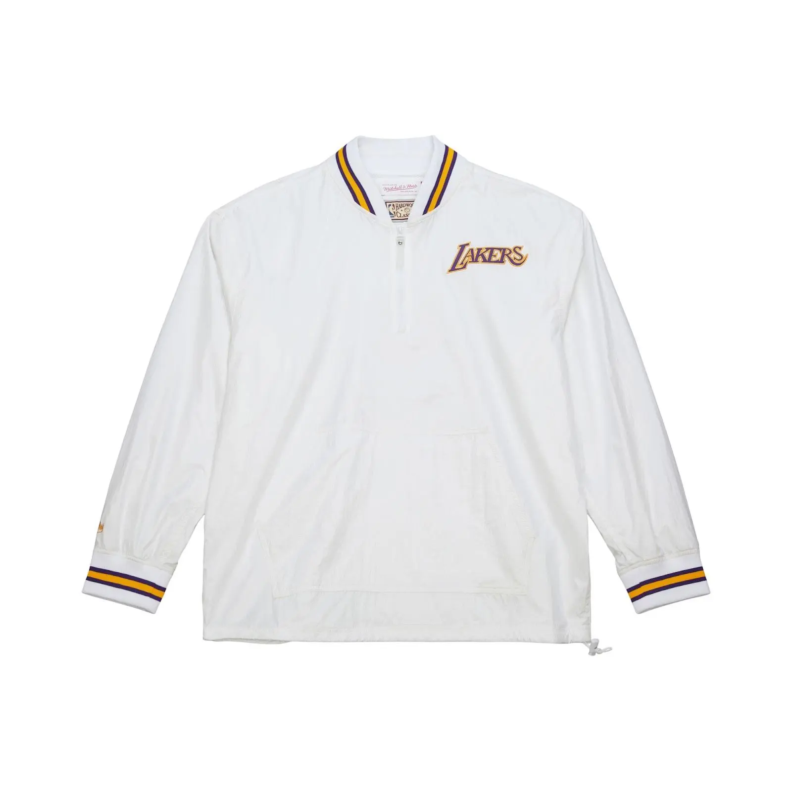 Los Angeles Lakers White Monochrome Quarter-Zip Pullover NBA Throwback Outerwear Vintage Fan Gear Mitchell & Ness