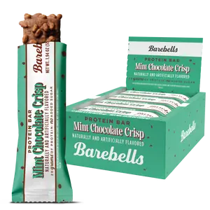 Barebells Mint Chocolate Crisp - 12 Count Bar with 20g of High Protein - Rich indulgent chocolate Protein Bar with 1g of Total Sugars - Perfect on The Go Protein Snack & Breakfast Bar