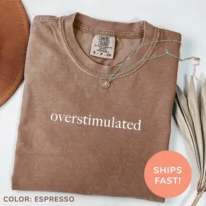 Comfort Colors Overstimulated T-Shirt, Shirt for Mom, Unhinged TShirt, Weirdcore Clothing Gen Z Shirt, Weird Stuff Funny TShirt
