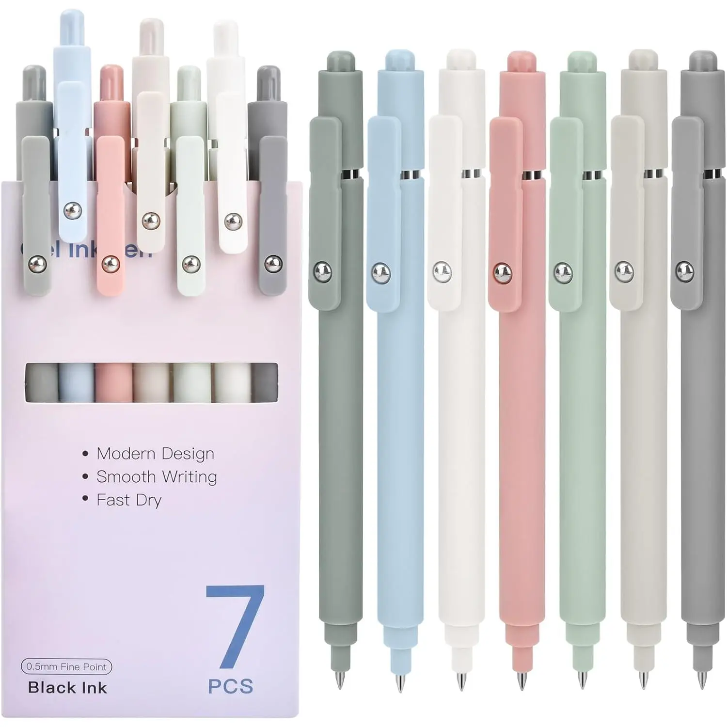 Stocking Stuffers for Women: 7 count Gel Pens 0.5mm Quick Dry Black Ink Fine Point Smooth Writing Pens High-End Series Ballpoint for Office School Supplies Christmas Gifts for Women Girls Nurse Teacher