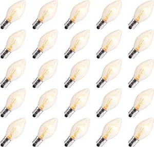 Brightown 50-Pack C7 Christmas Replacement Bulbs, C7 Clear Incandescent Bulbs for Christmas Light Strings, E12 Candelabra Base, 5 Watt, Clear