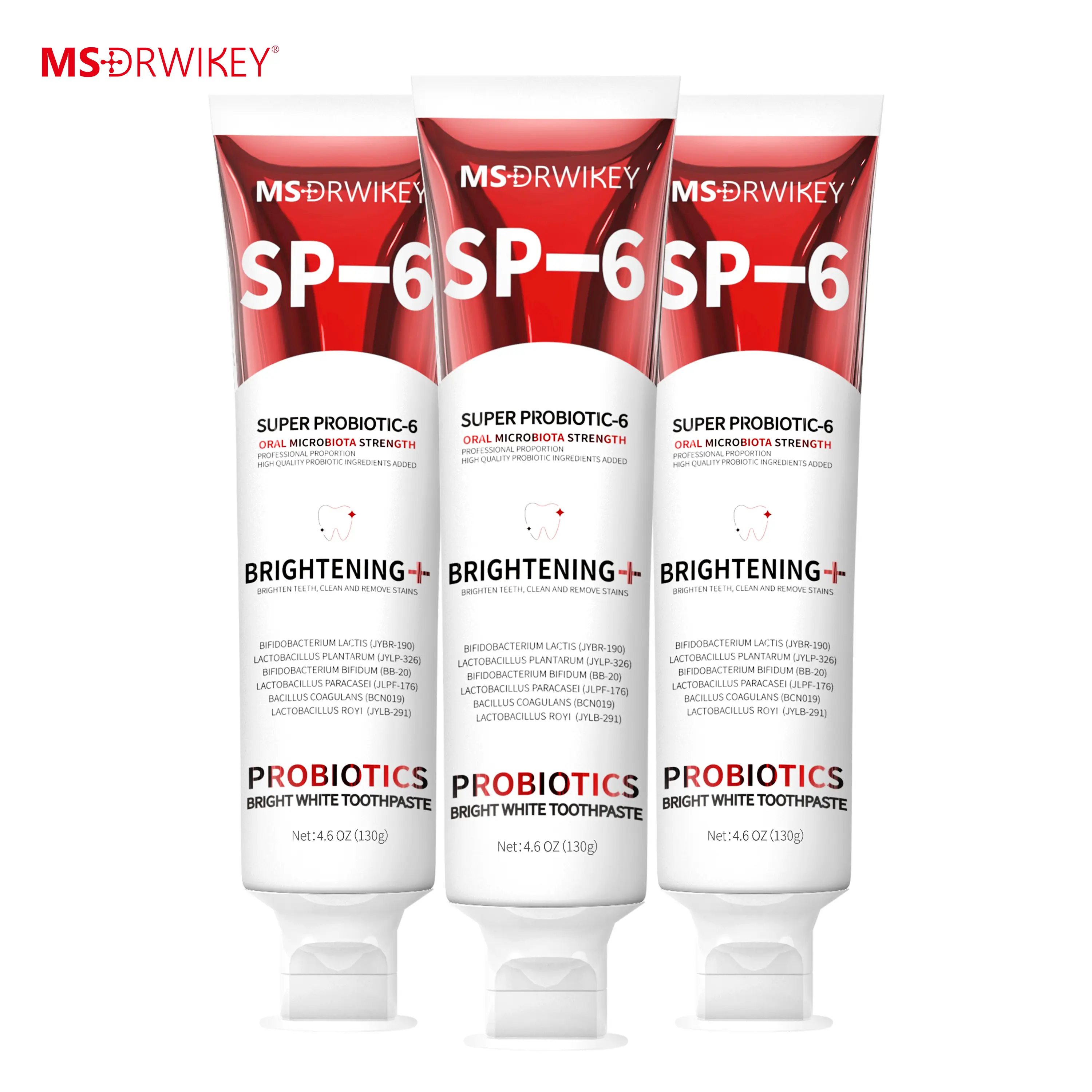 MSDRWIKEY SP-6 Probiotic Fresh Breath Toothpaste Set 130g x 3 Long-Lasting Freshness Oral Care Tools for Enhanced Oral Health