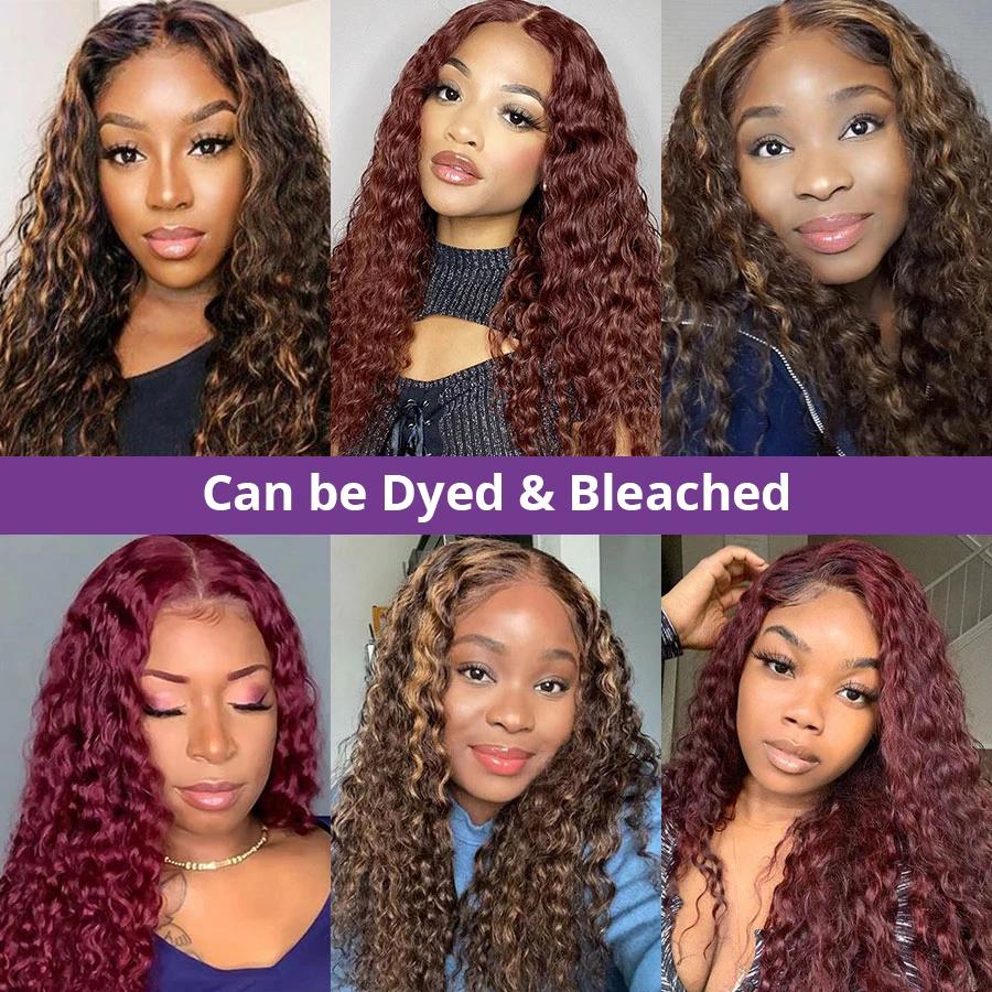 Bling Hair Natural Color 13x6 Deep Wave Lace Frontal Wig Water Wave Human Hair Wigs For Women 180Density Transparent Lace 13x4 Deep Wave Wig Brazilian Pre Plucked Hair Wig