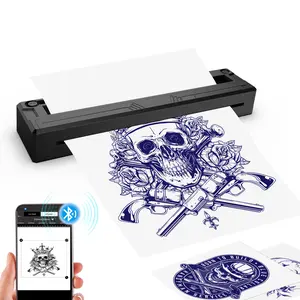 A4 Printer Tattoo Stencil Printer, Wireless Thermal Tattoo Printer with 10pcs Transfer Paper, Compatible with Phone/Tablet/PC, Tattoo Supplies for Tattoo Artists, All Black