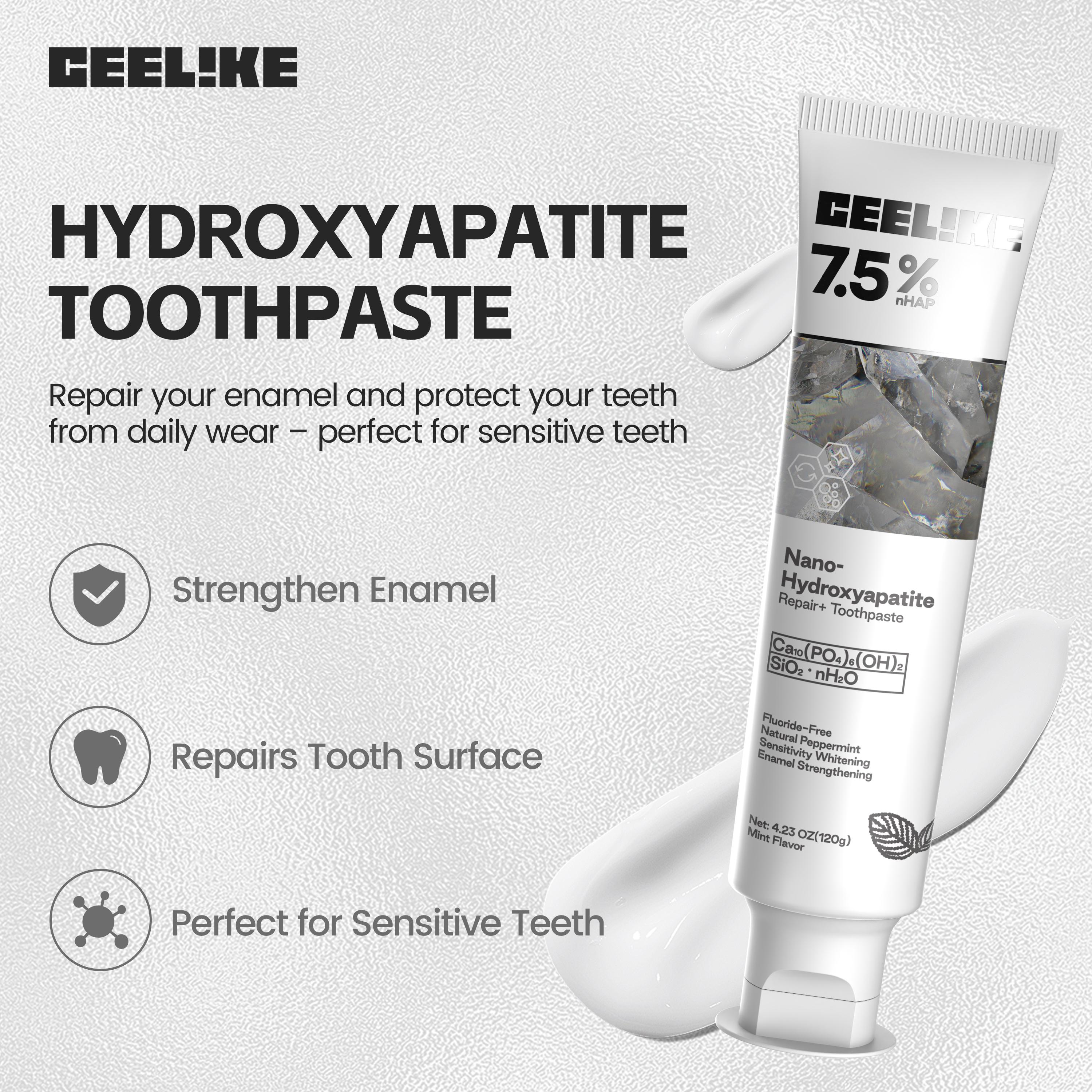 【CEELIKE】 Oral Protection Bundle: 2 Hydroxyapatite Repair Toothpastes with 1 Orthodontic Toothbrush, Double Thoughtful Protection for Teeth