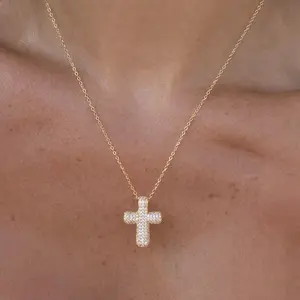 EVRY JEWELS Gold or Silver Plated Women's Hypoallergenic Forever Blessed Cross Necklace