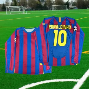 0506 F Home Long Sleeve Red Blue Top No. 10 Ronaldinho Soccer Jersey