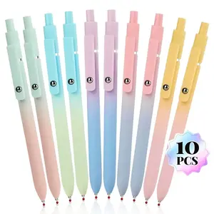 Quick Dry Black Gel Ink Pen, 0.7mm Fine Point Black Ink Gel Pens, Retractable Gel Pen Set, Gradient Color Barrel, Soft Silicone Grip Ballpoint Pen, Smooth Writing, Detachable Design, Ideal for Note Taking, Silent Click, No Smear（10/20pcs） stationery