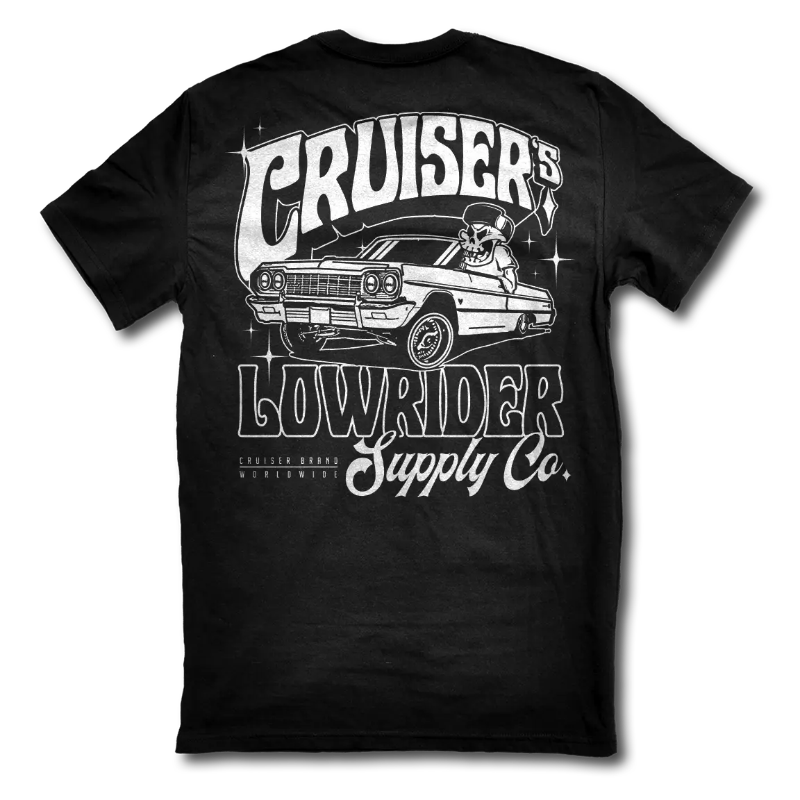 Lowrider Supply Tee - Classic Design with Front Pocket, Ideal for Lowrider Enthusiasts and Fans
