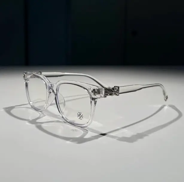 Chrome Hearts Luxury Transparent Silver, Blue Light Filter Glasses for Men & Women | Premium Designer Anti Blue Ray Optical Frame | Stylish Gothic Fashion, Lightweight, Stylish Optical Specs Gothic Style