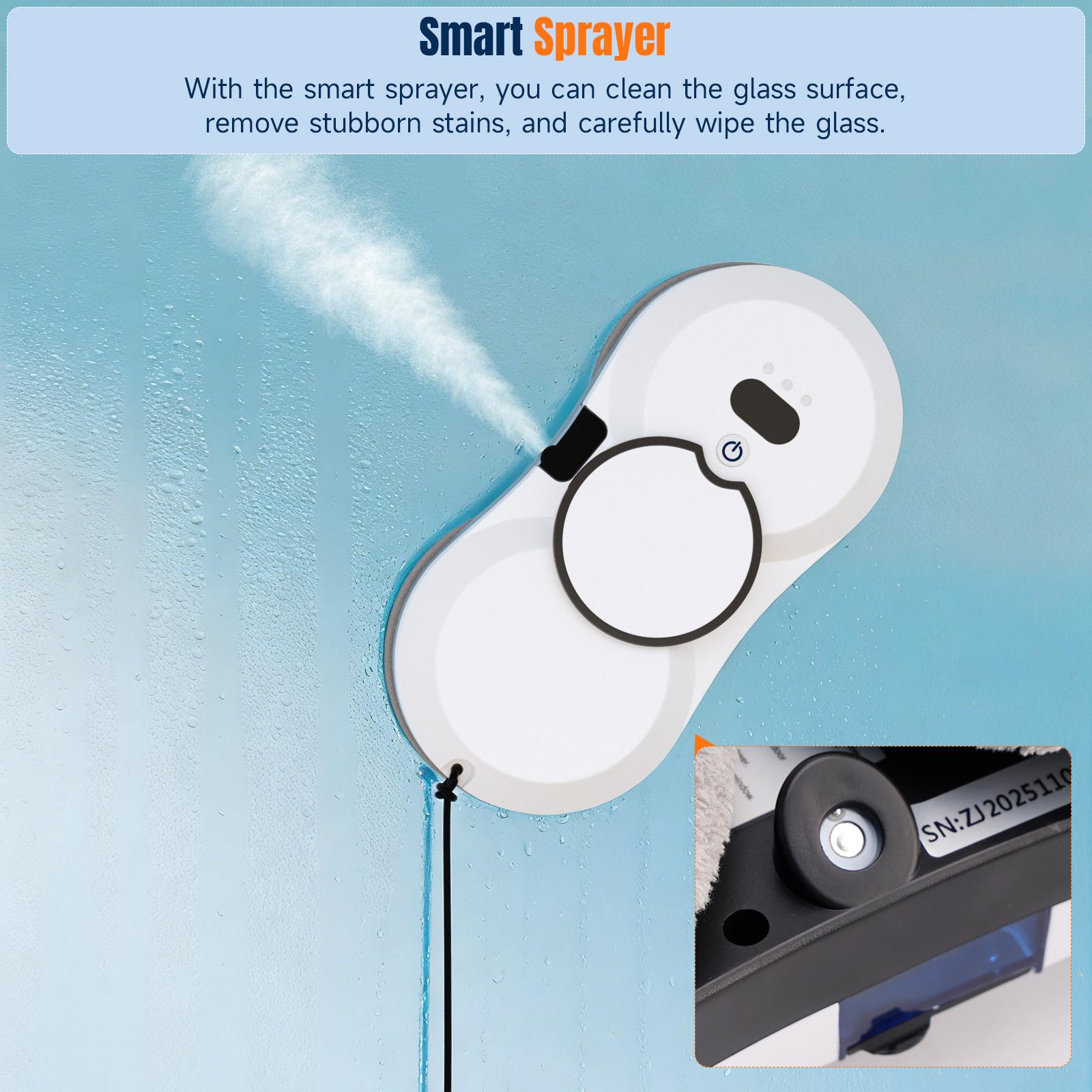 Smart Window Cleaning Robot,3000Pa/5600Pa Auto-Adjust Suction,Multiple Modes,AI Path Edge Clean, Remote Control