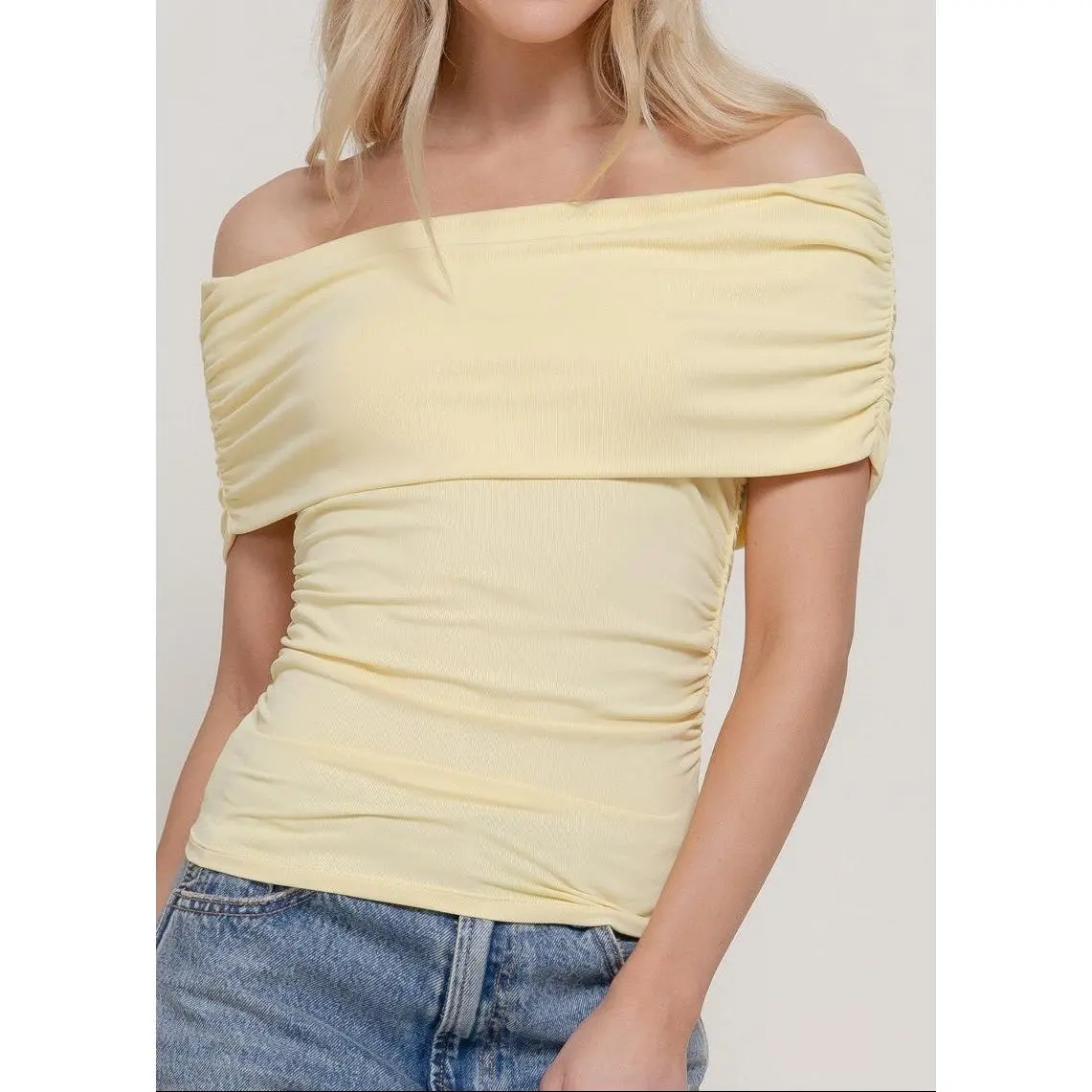 HAVRE YELLOW OFF SHOULDER TOP