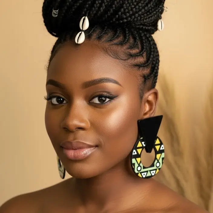 2/KASENA: Afrocentric acrylic lightweight stud statement earrings made with hypoallergenic materials, designed to express culture, pride, and heritage in a bold, modern way.