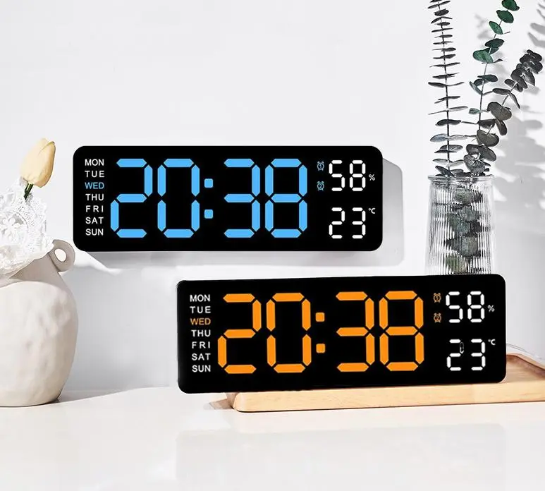Digital Wall Clock, 16" Large Display Digital Clock with Remote Control, Auto-Dimming Wall Clock with Night Light, DST, Date Week,Temp for Living Room, Bedroom, Decor, for Elderly