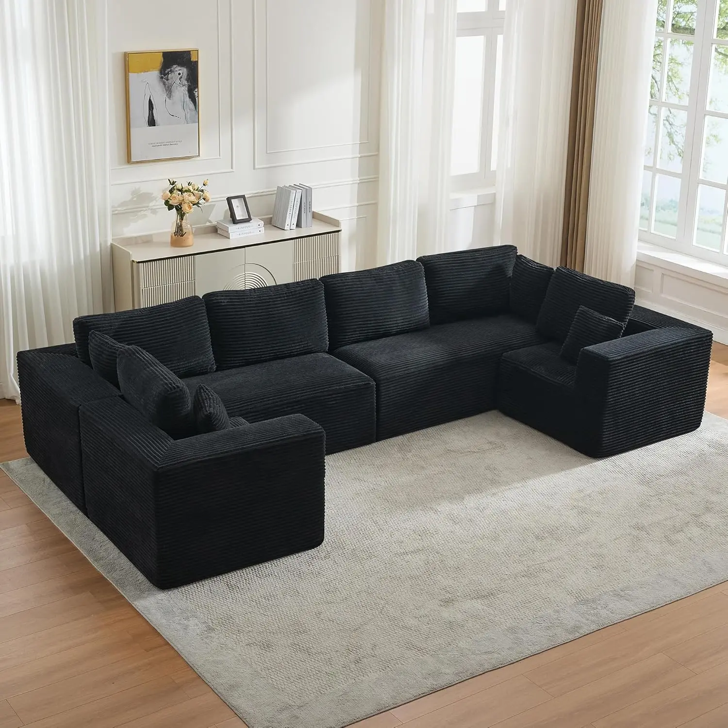 Black-4 Seater - U Shape