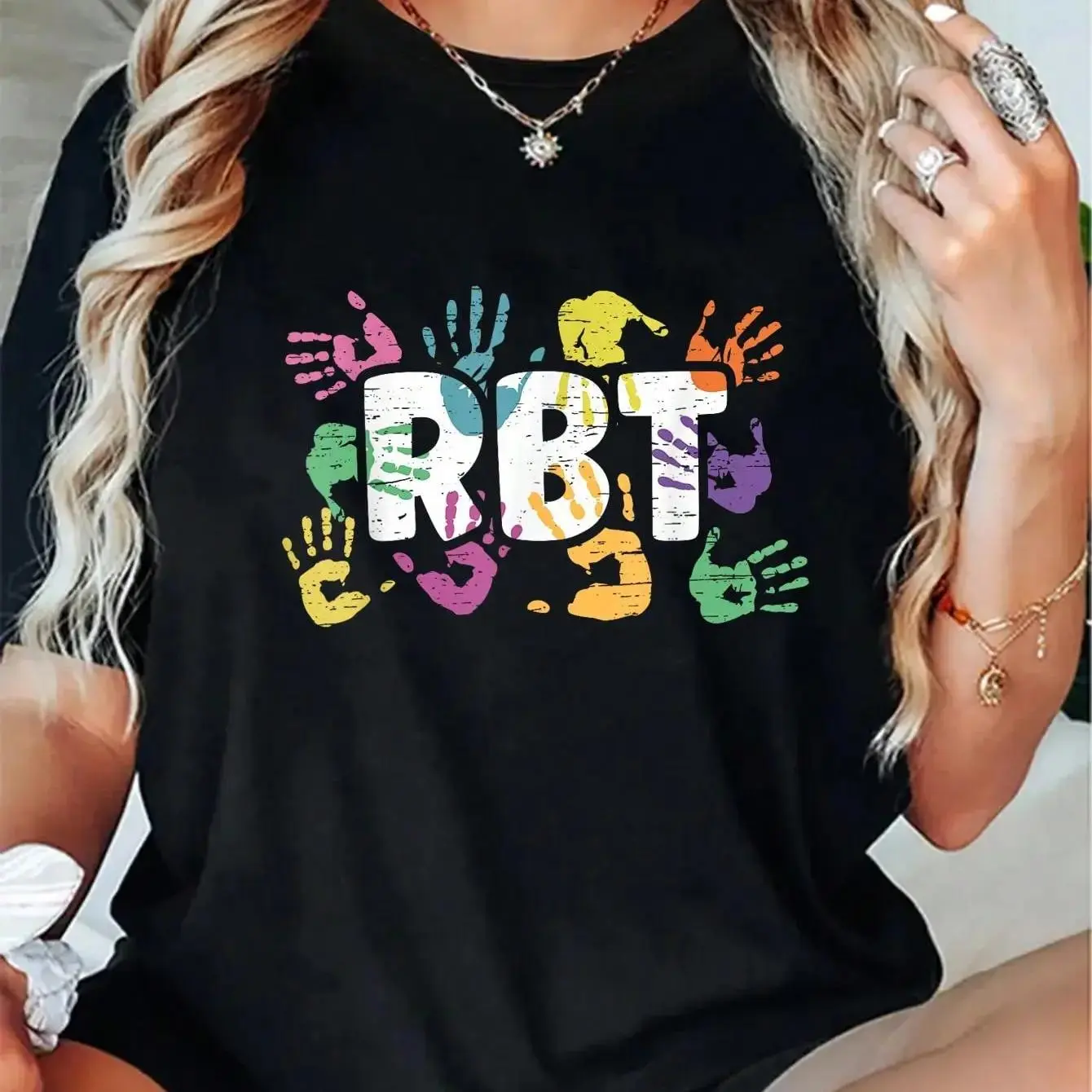 Men's 100% Cotton Oversized Unisex Casual Fabric Top - Mental Illness Awareness Registered Behavior Technician (RBT) T-Shirt