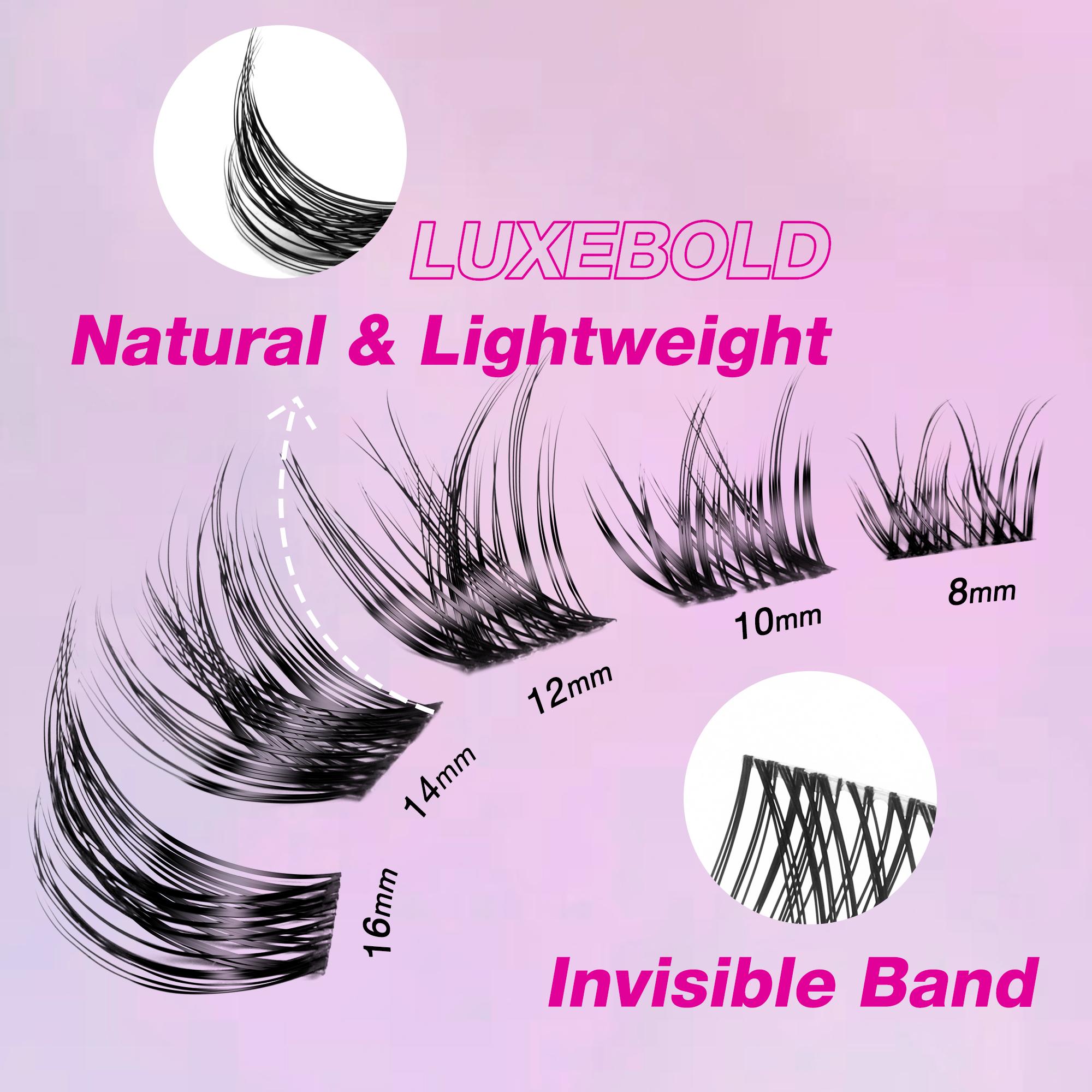 Veyesbeauty Volume Cluster Lashes Individual Lash Extensions Layered Fluffy Eyelashes Wispy Faux Mink Lash Newbie's Five-Second DIY Mixed Length Large Tray for Self Application Makeup at Home Cosmetic Eyelashes Extensions