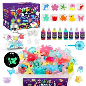 Kiditos Glow in the Dark Magic Water Elf Toy Kit Aqua Fairy Water Gel Kit with 8 Magic Gels & 10 Molds Create DIY Summer Toys for Kids