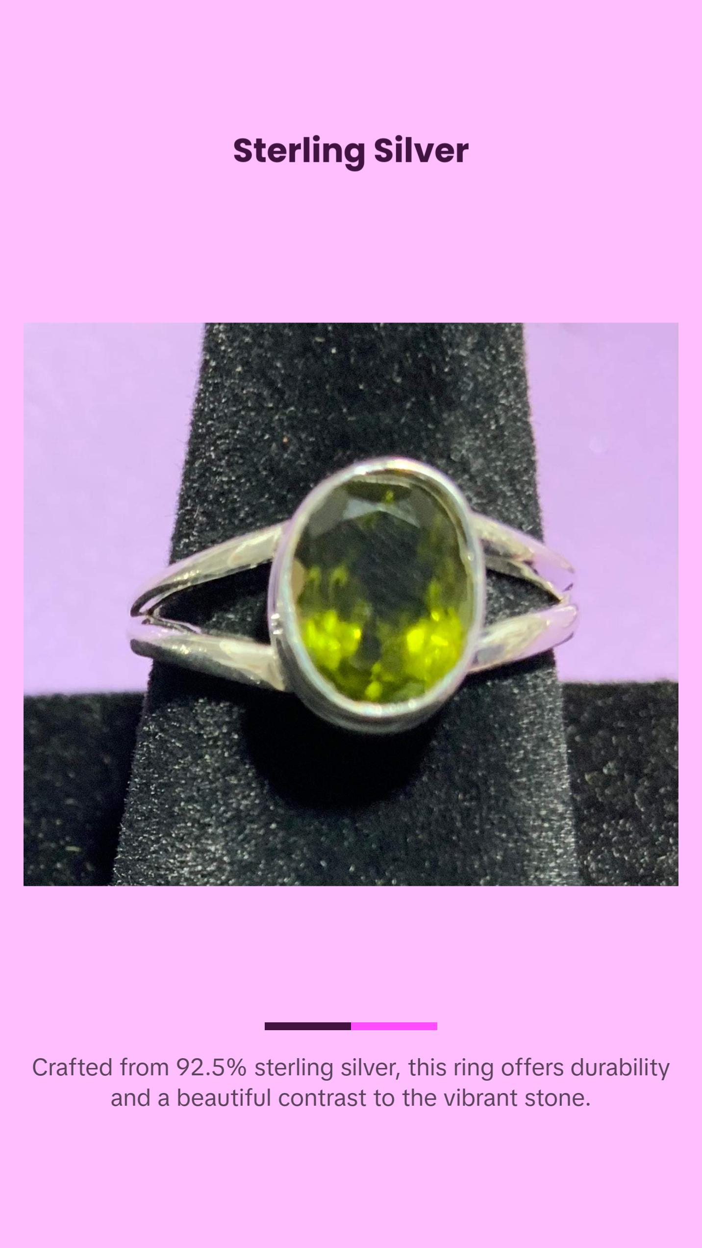 Beautiful Moldavite Ring Size 6