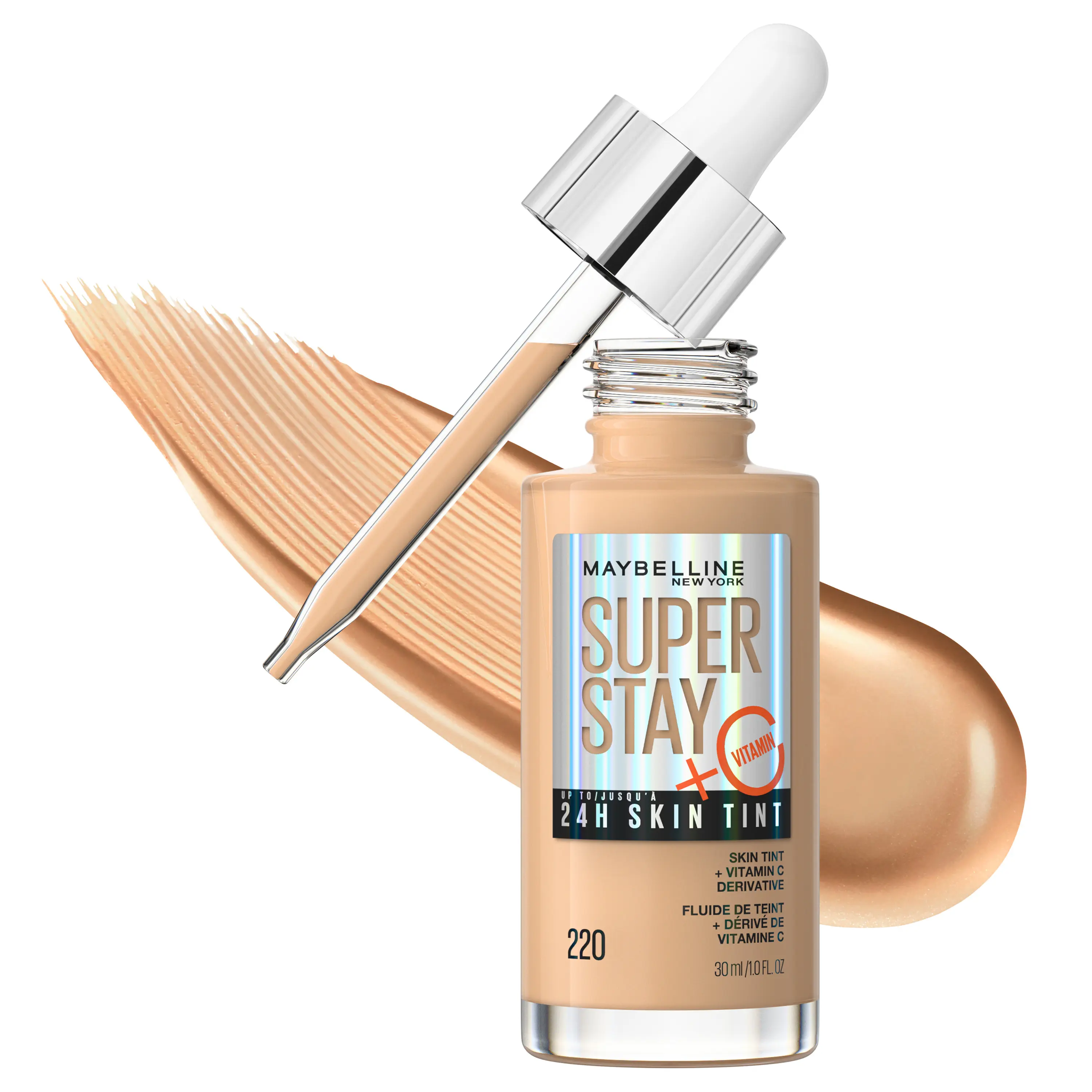 Super Stay Up to 24HR Skin Tint, Radiant Light-to-Medium Coverage Foundation, Makeup Infused With Vitamin C, Maybelline New York