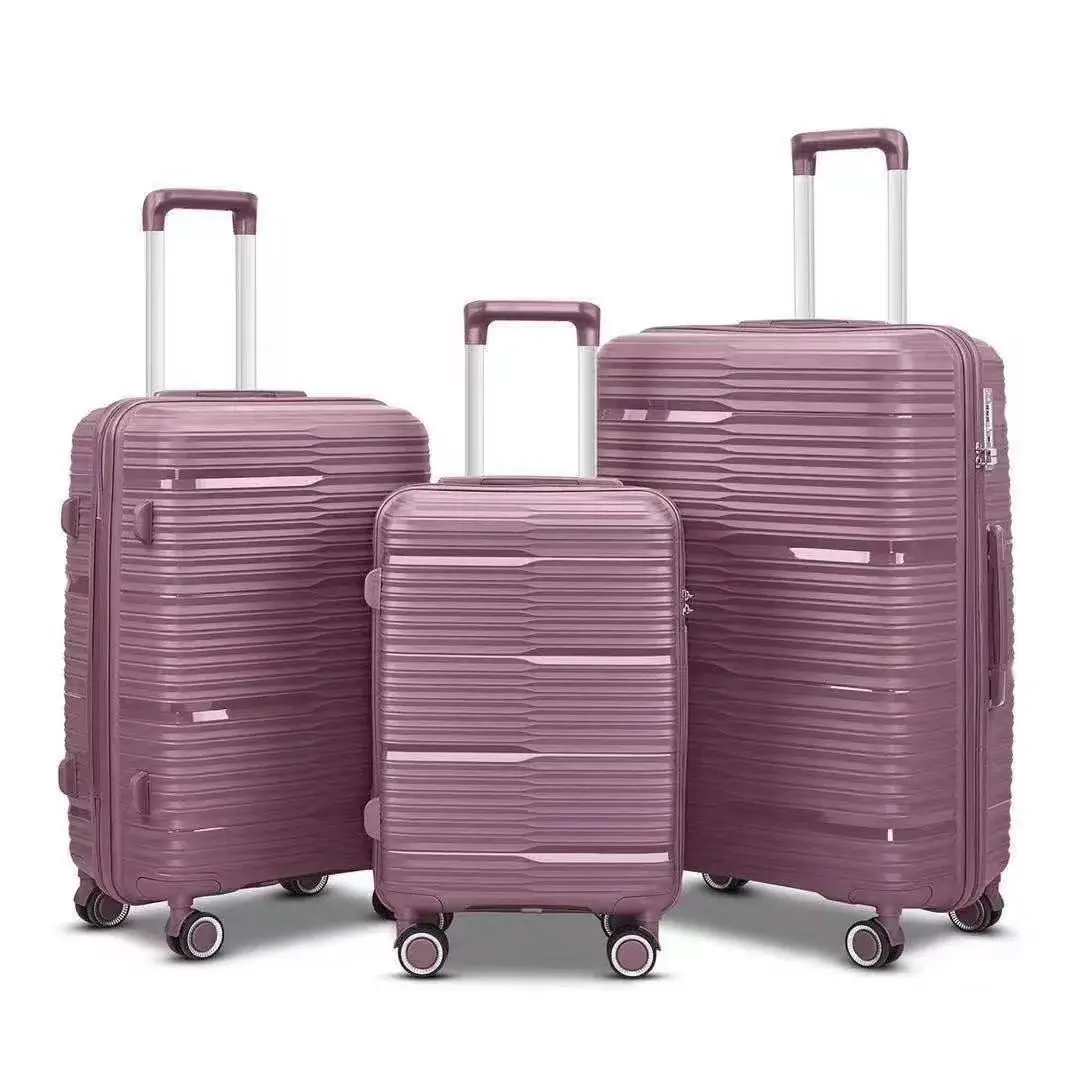 TRAVLR Elite 3-Piece Hardside Luggage Set, Polypropylene Drop-Resistant, Expandable Rolling Spinner with TSA Approved Lock, Dark Pink, Drop Resistant Luggage, Expandable Rolling Luggage