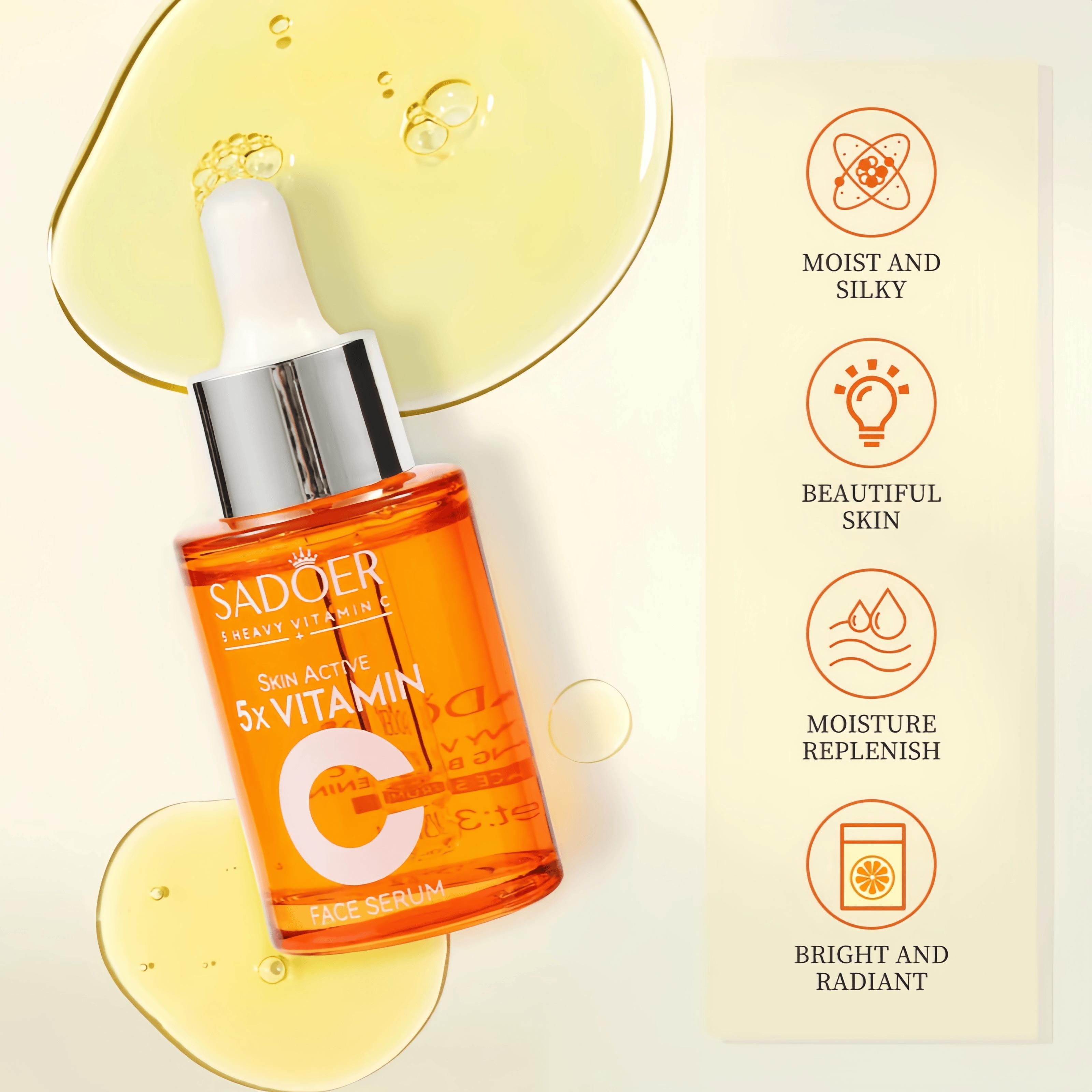 [Buy 1 Get 2 Free] 5x Vitamin C Face Serum Korean Vitamin C Face TonerSerum 5 En 1 Moisturizing & Nourishing Serum 30ml for Comprehensive Skincare