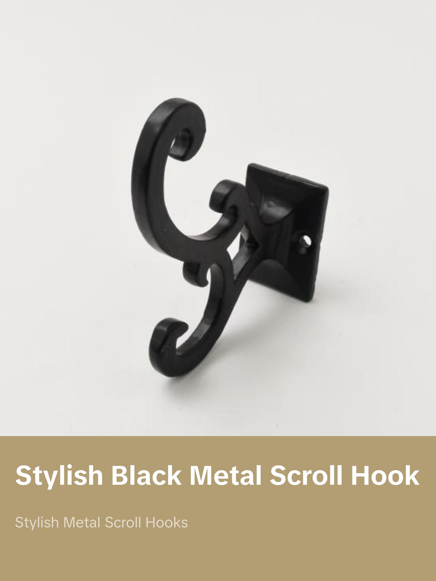 Metal Scroll Wall Hook, Black